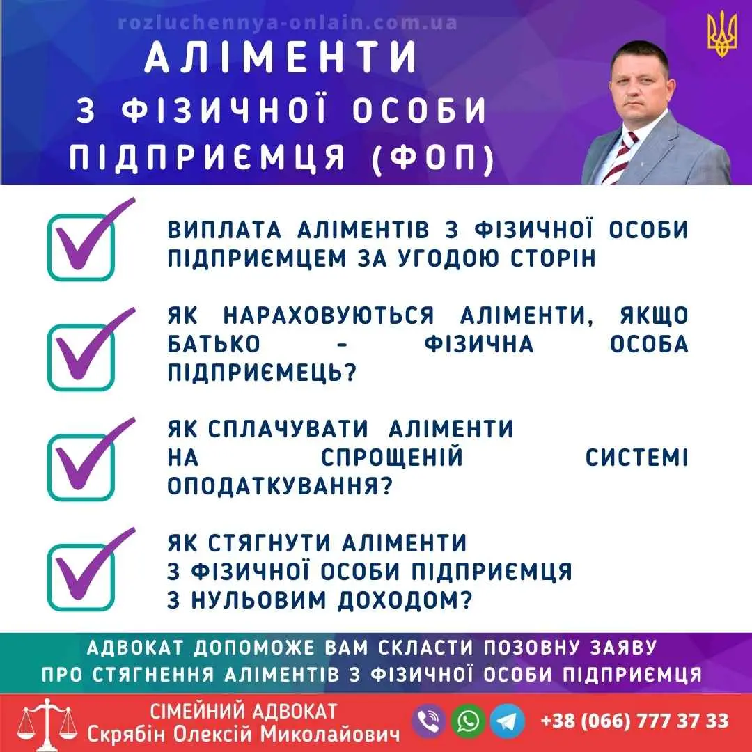 Аліменти з фізичної особи підприємця (ФОП) в Україні: порядок нарахування та сплати