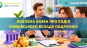 Позовна заява про поділ банківського вкладу подружжя для подання до суду