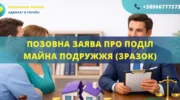 Позовна заява про поділ майна подружжя зразок для подання до суду