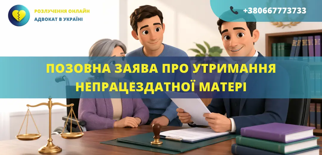 Позовна заява про утримання непрацездатної матері в Україні