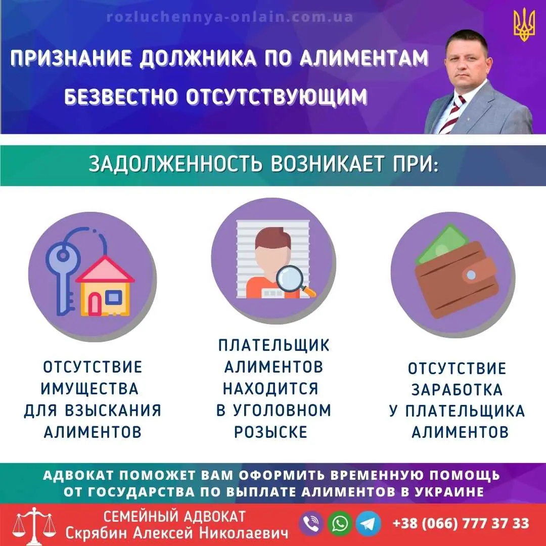 Признание должника по алиментам безвестно отсутствующим в Украине