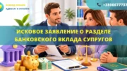 Исковое заявление о разделе банковского вклада супругов для подачи в суд