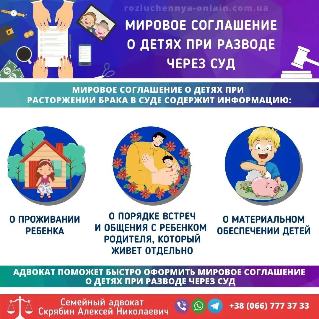 Мировое соглашение о детях при разводе — договор родителей о ребенке