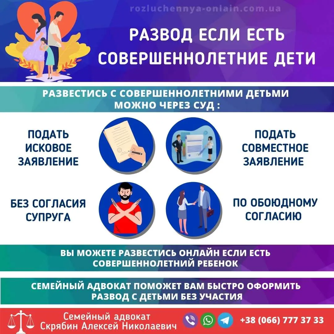 Развод если есть совершеннолетние дети — порядок расторжения брака в Украине