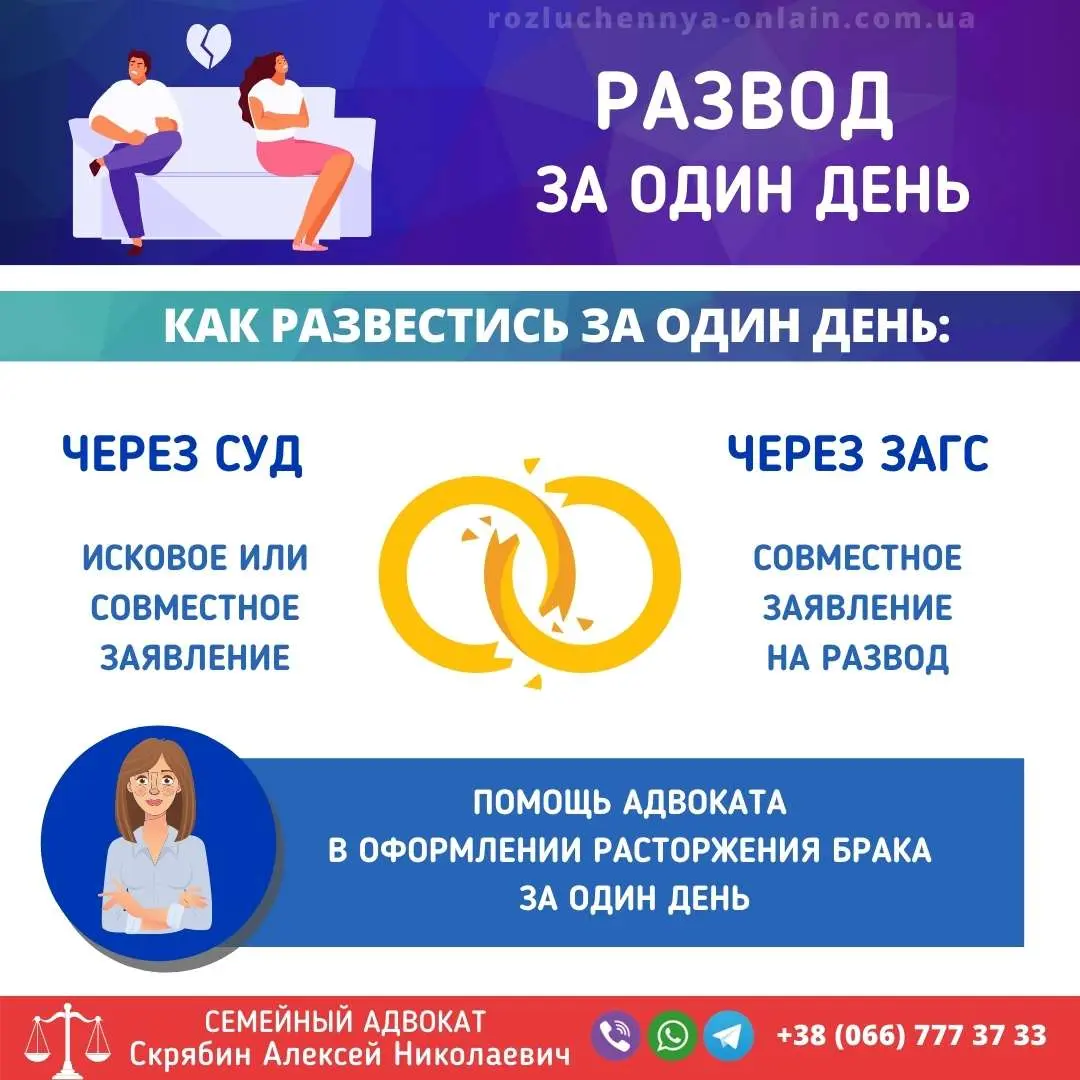 Развод за один день в Украине: быстрый развод через суд или ЗАГС