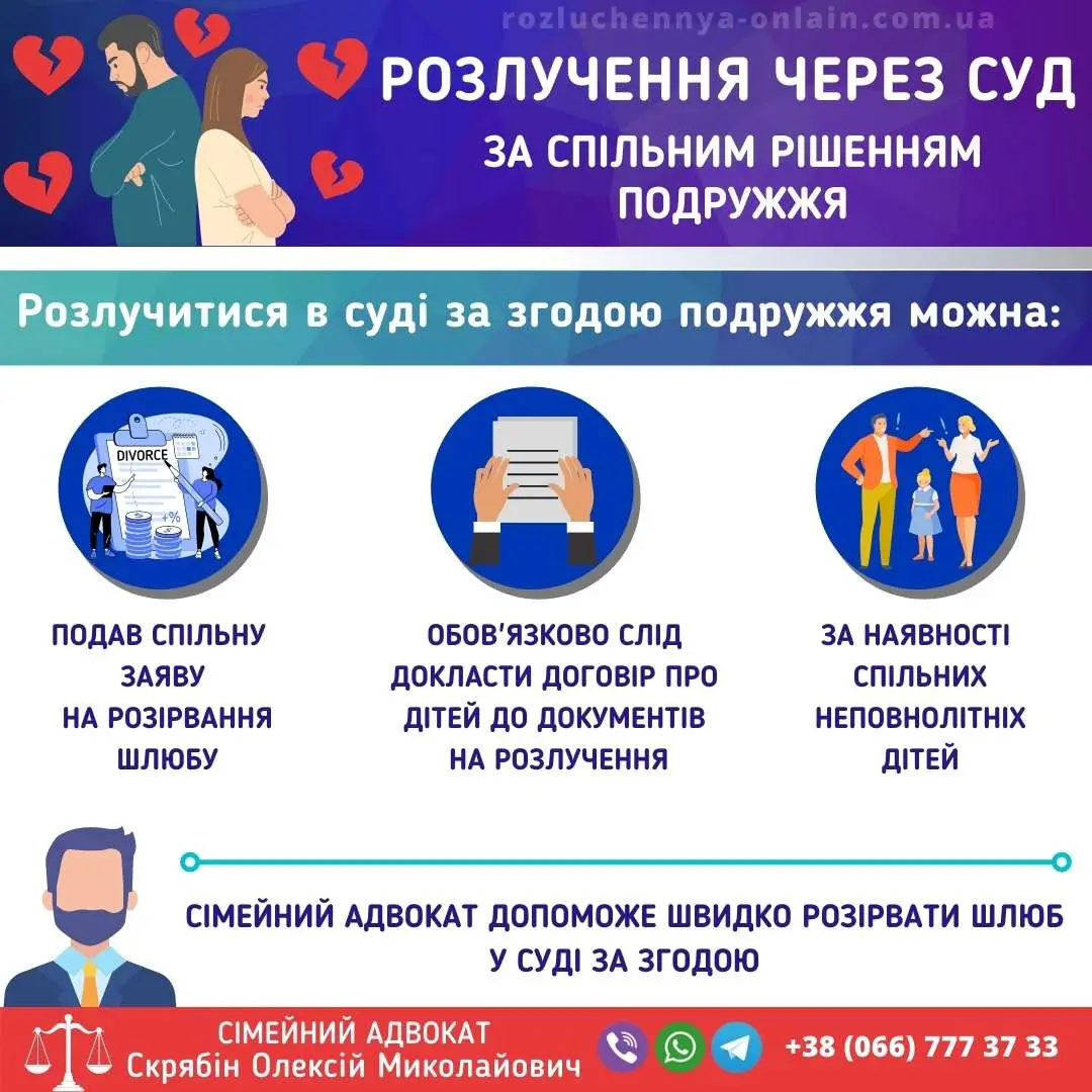 Розлучення через суд за спільним рішенням подружжя з дітьми