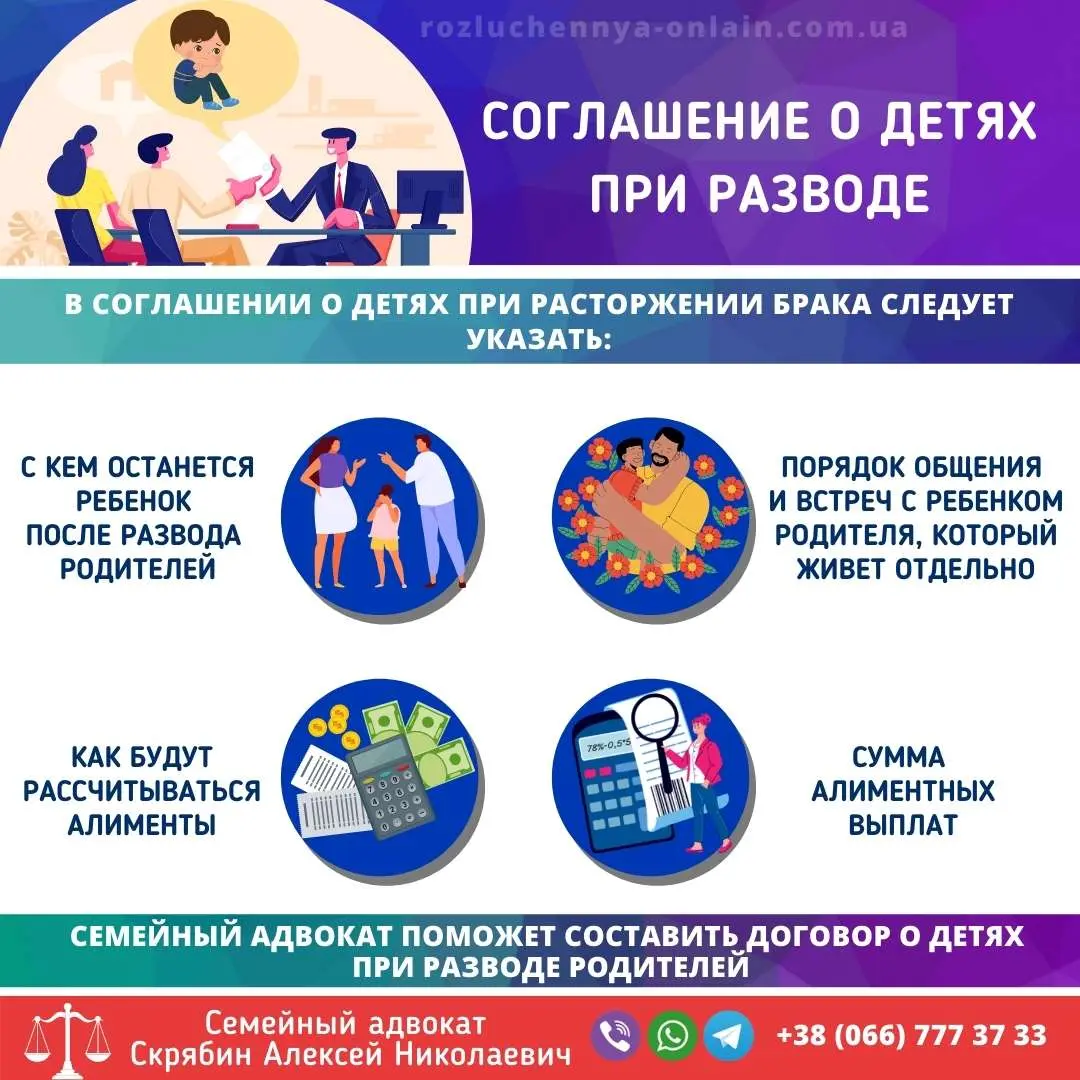 Соглашение о детях при разводе — договор о содержании и воспитании ребенка