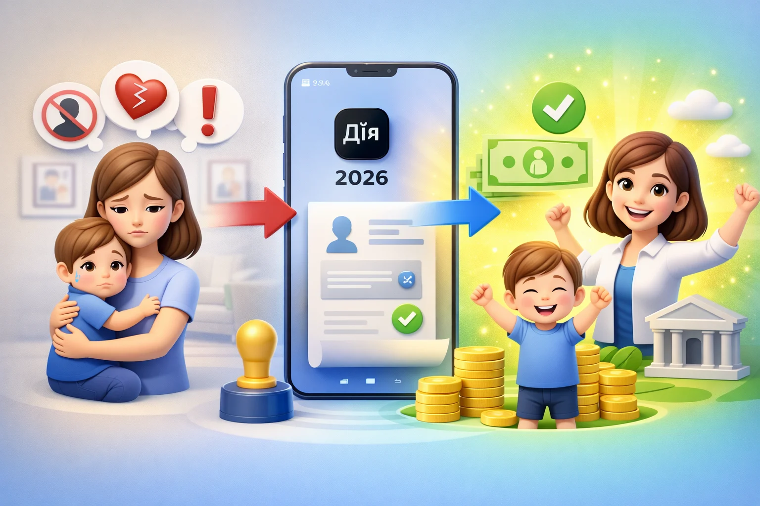 Мати з дитиною подає на аліменти через «Дію» 2026 – онлайн правова допомога